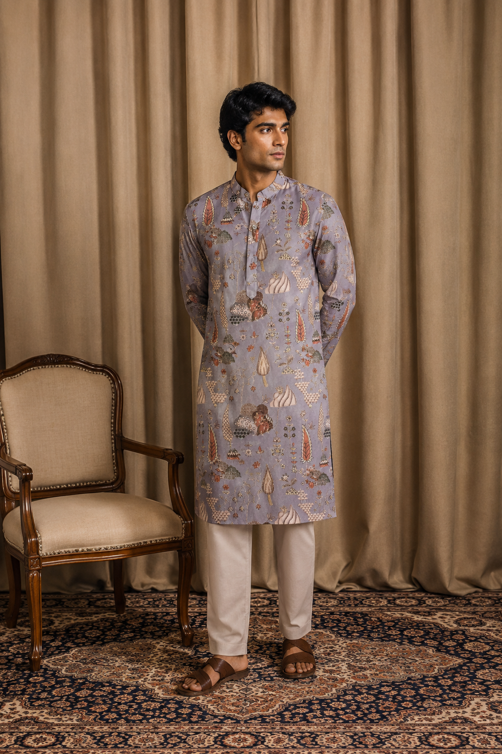 ANDAAZ MENS DESIGNER KURTA FRONT FULL VIEW