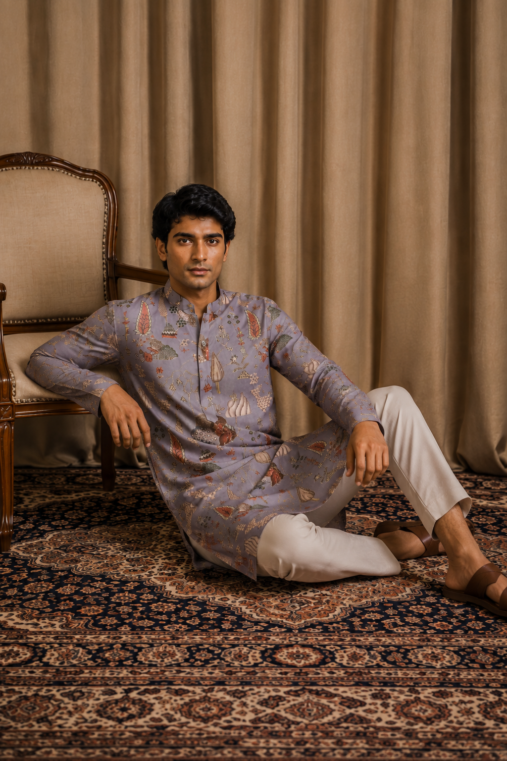 ANDAAZ MENS DESIGNER KURTA SITING POSE