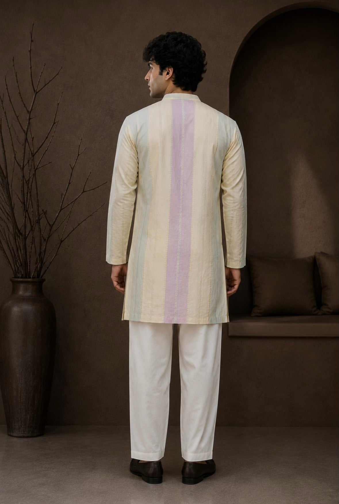  MASTANA multicolour striped kurta for men - back view