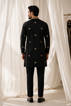 MEHFIL black and gold embroidered kurta set for men - back view