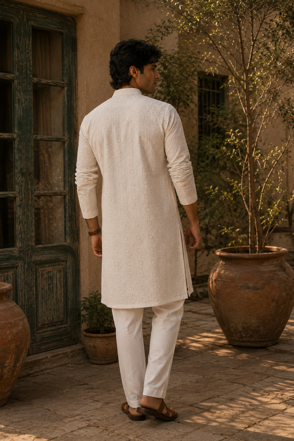 SHEESH MAHAL kurta for men - back view